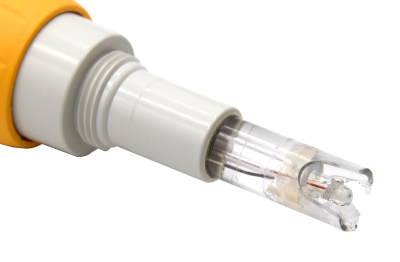 880854 Neomeris Redox/Temperatur Austauschelektrode Detailansicht zylindrisches Sensor-ende, Kontaktstift sichtbar, robuste Verarbeitung, IP 67.